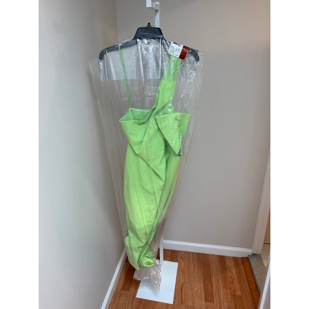 Aidan Mattox Lime Green One-Shoulder Maxi Dress - Picture 8 of 9